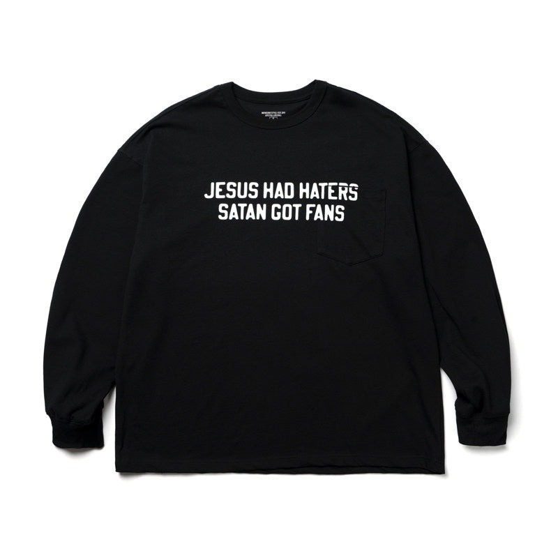 SUPERTOFU 100% Cotton Loose Fit Letter Print Casual Round Neck Unisex Long Sleeve T-Shirts