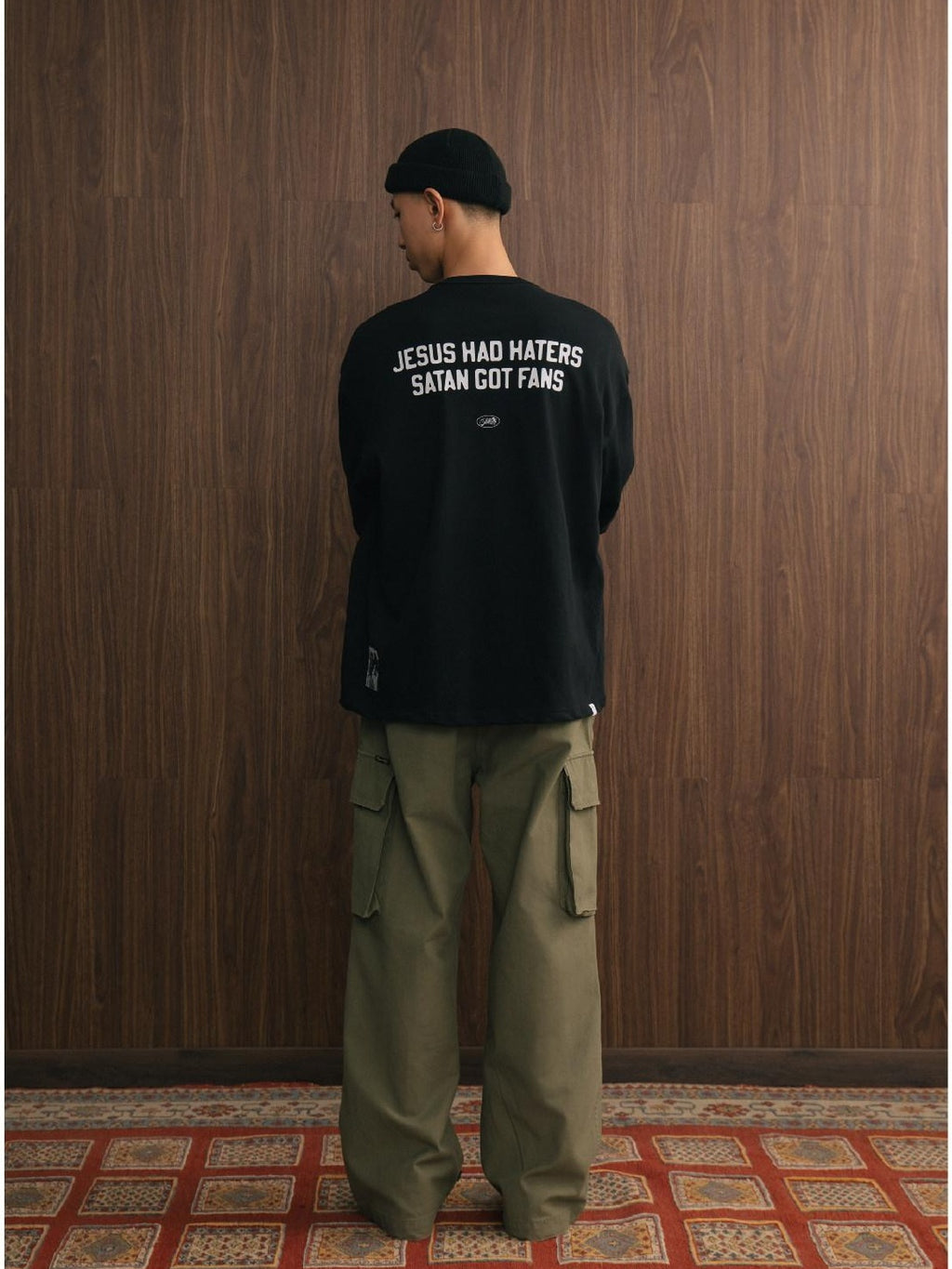 SUPERTOFU 100% Cotton Loose Fit Letter Print Casual Round Neck Unisex Long Sleeve T-Shirts