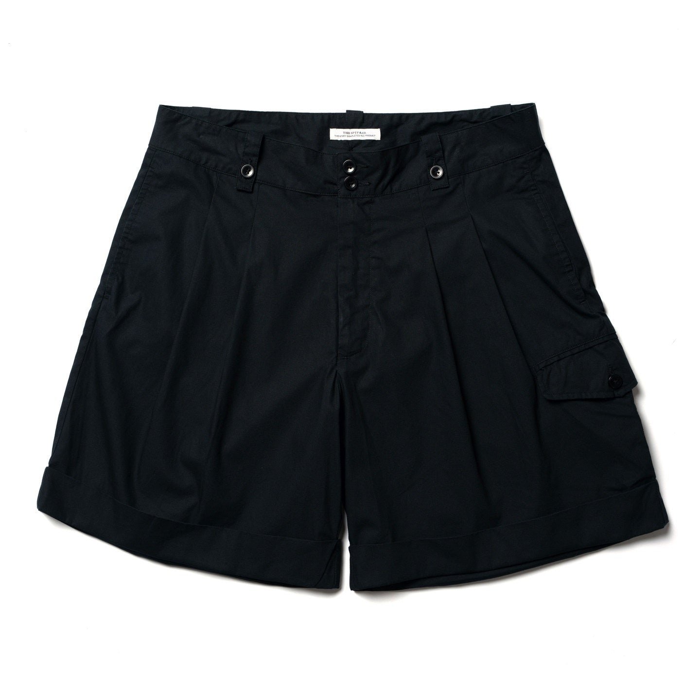 SUPERTOFU_100_Percent_Cotton_Mid_Rise_Casual_Above_Knee_Khaki_Black_Short_Trousers_MISSTT