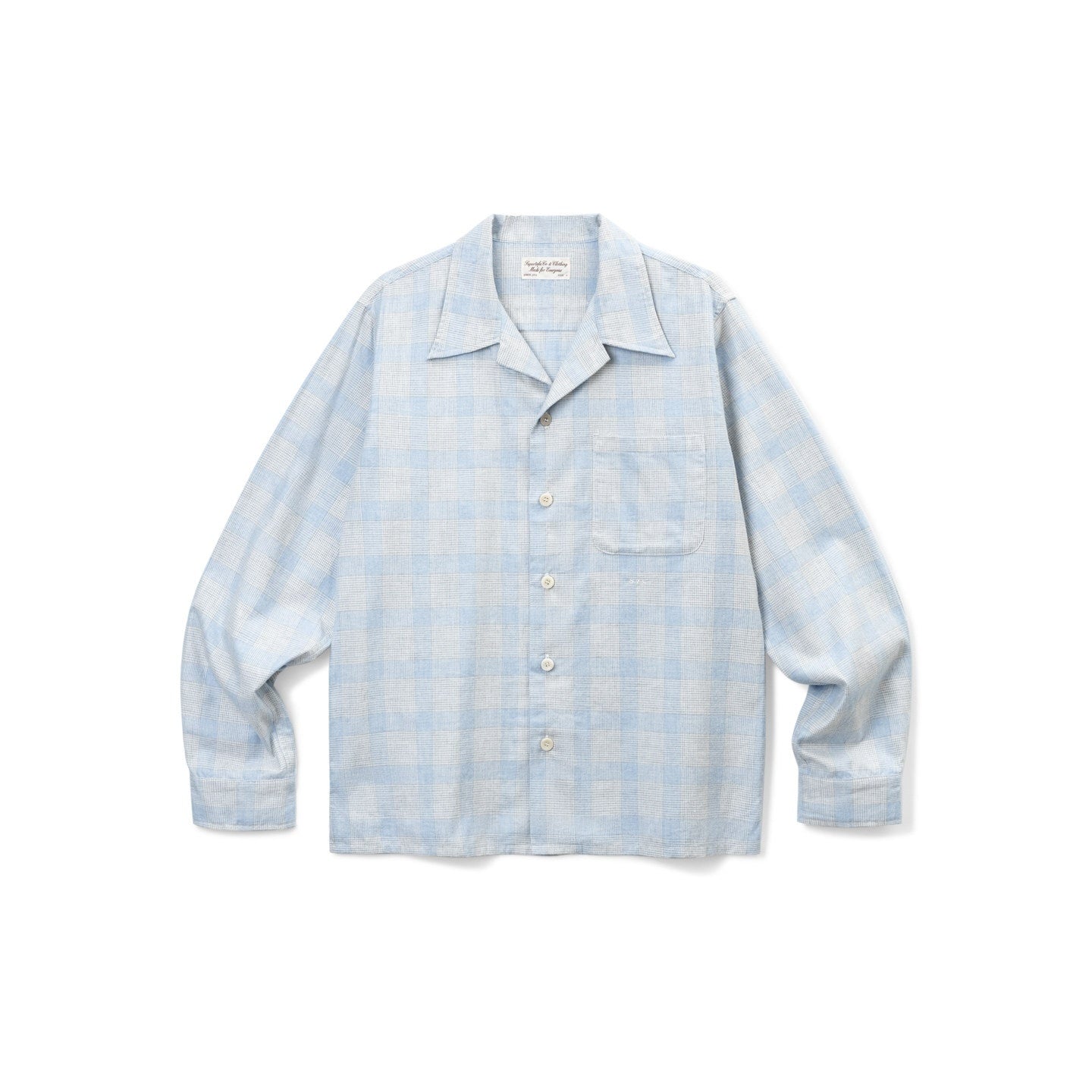 SUPERTOFU 100 Percent Cotton Vintage Plaid Collared Unisex Long Sleeve Blue Shirts