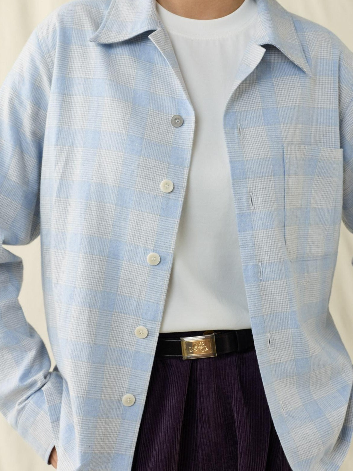 SUPERTOFU 100 Percent Cotton Vintage Plaid Collared Unisex Long Sleeve Blue Shirts