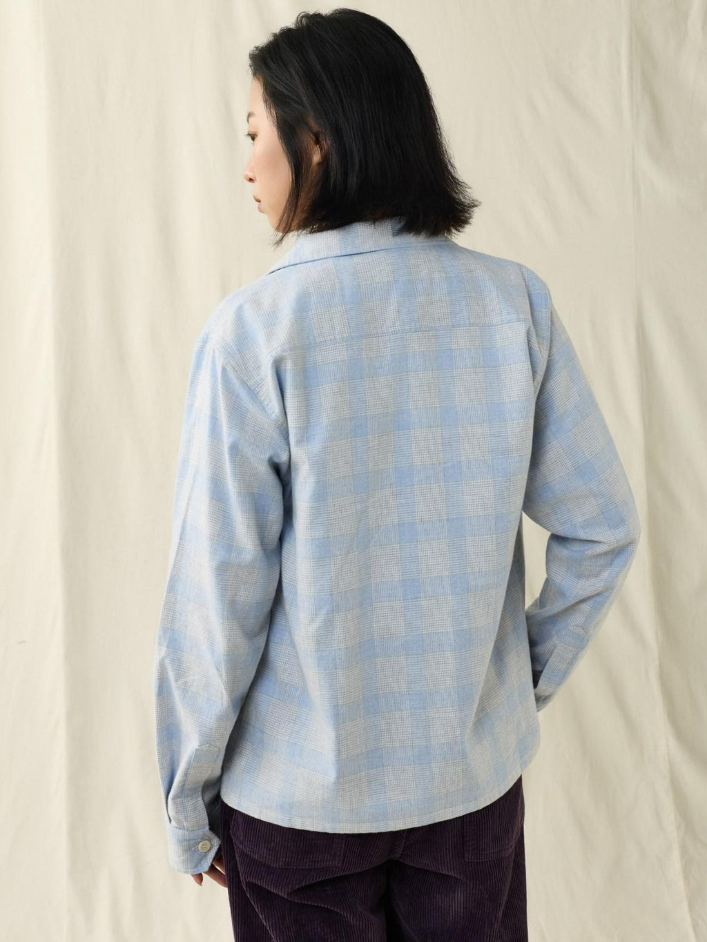 SUPERTOFU 100 Percent Cotton Vintage Plaid Collared Unisex Long Sleeve Blue Shirts
