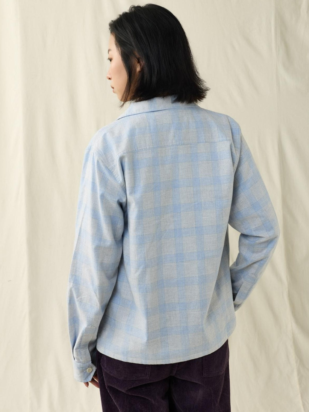 SUPERTOFU 100 Percent Cotton Vintage Plaid Collared Unisex Long Sleeve Blue Shirts