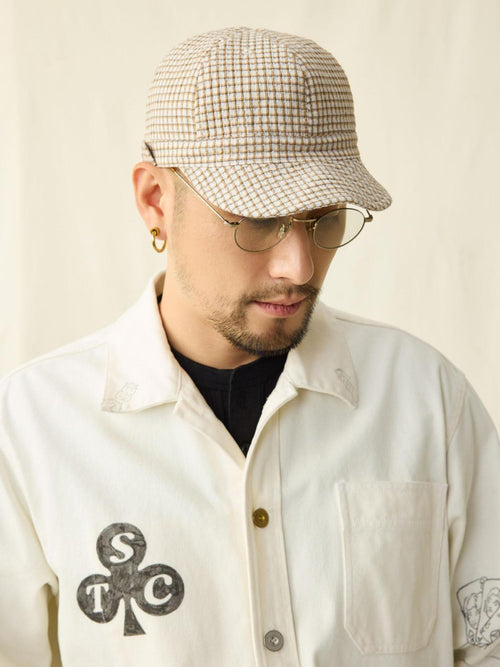 SUPERTOFU Adjustable Nylon Plaid Vintage Short Brim Round Crown Unisex Casual Hats