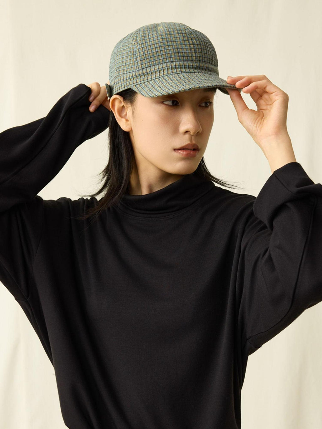SUPERTOFU Adjustable Nylon Plaid Vintage Short Brim Round Crown Unisex Casual Hats