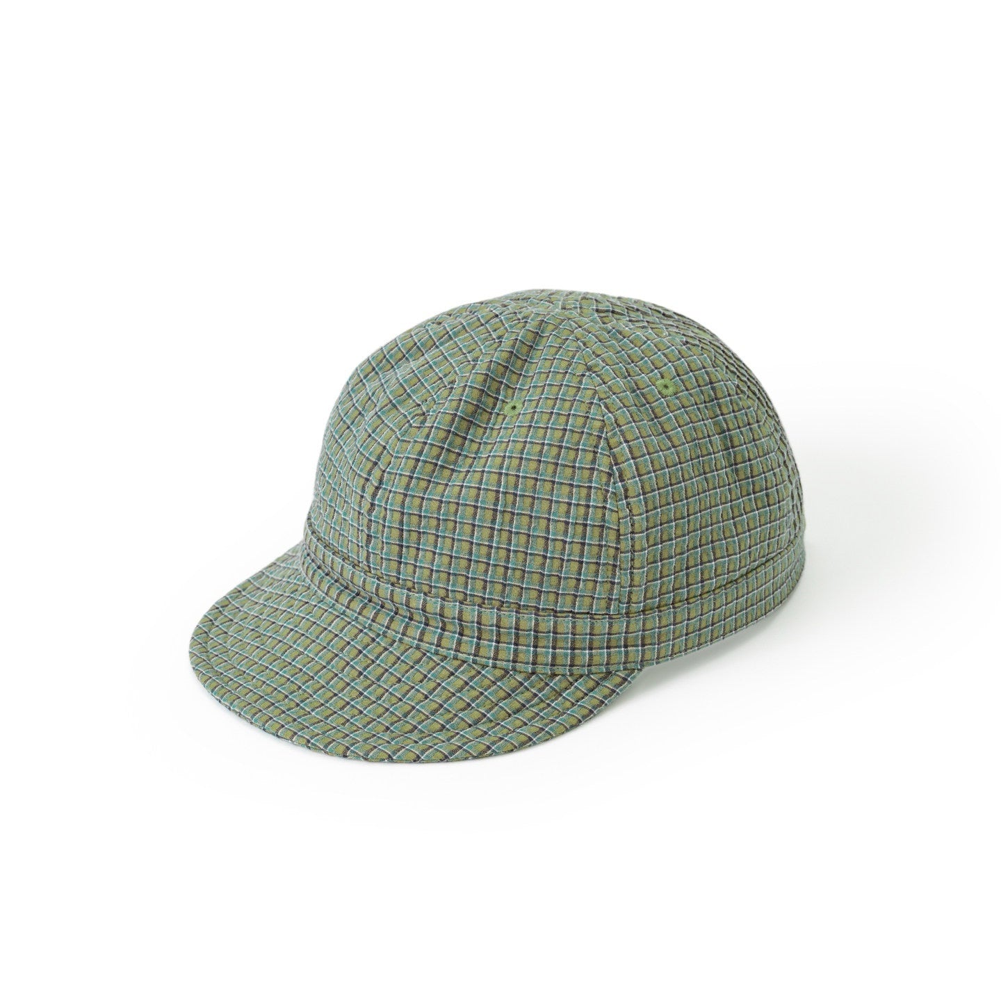 SUPERTOFU_Adjustable_Vintage_Plaid_Nylon_Round_Top_Short_Brim_Unisex_Metal_Buckle_Hats_MISSTT