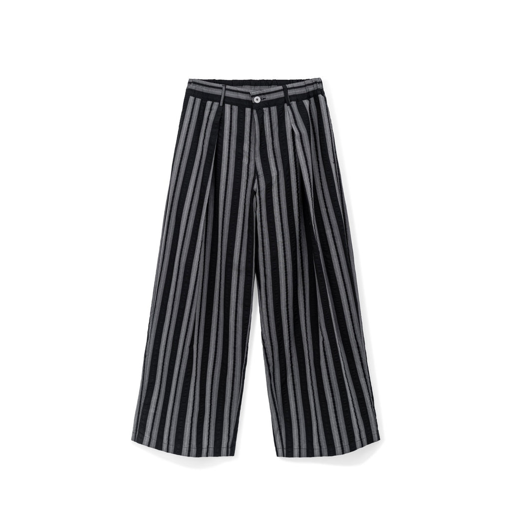 SUPERTOFU Anti Radiation Loose Fit Casual Striped Unisex Black Pure Cotton Straight Pants