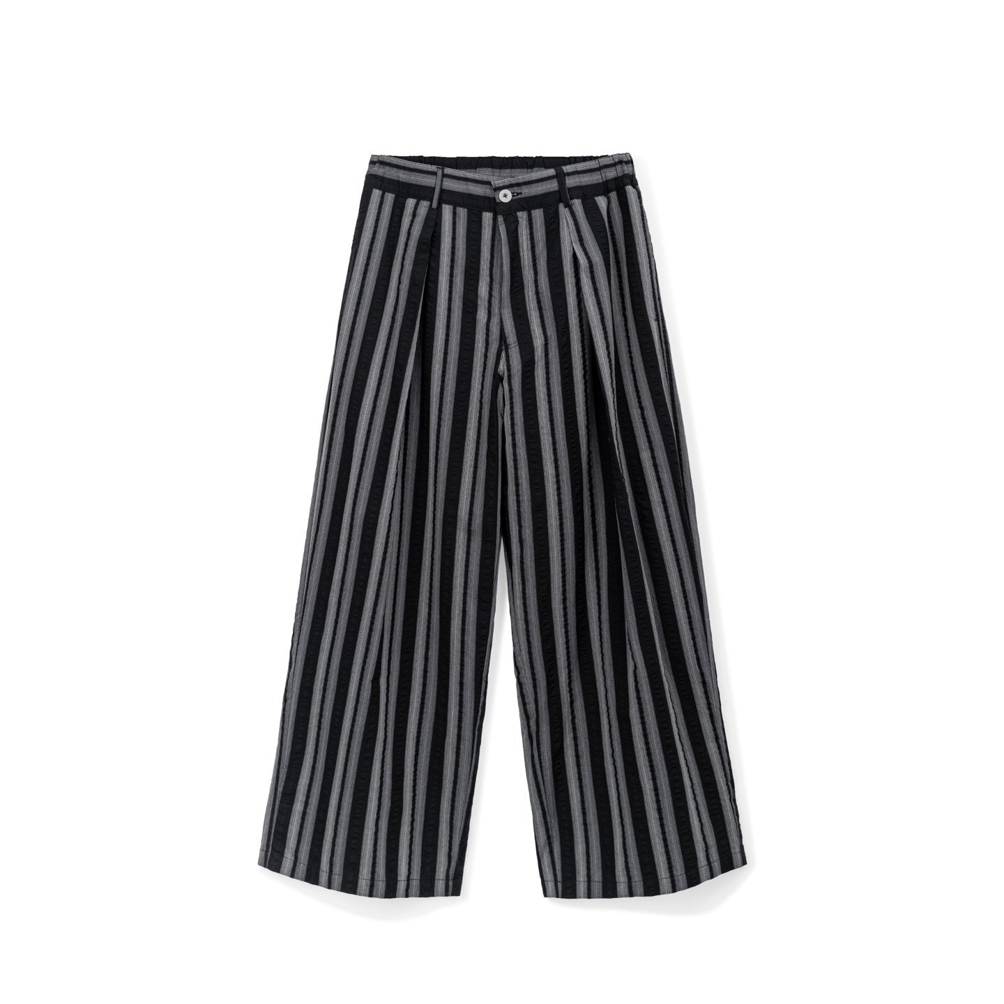 SUPERTOFU Anti Radiation Loose Fit Casual Striped Unisex Black Pure Cotton Straight Pants