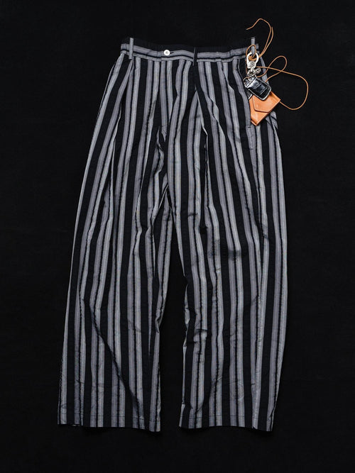 SUPERTOFU Anti Radiation Loose Fit Casual Striped Unisex Black Pure Cotton Straight Pants
