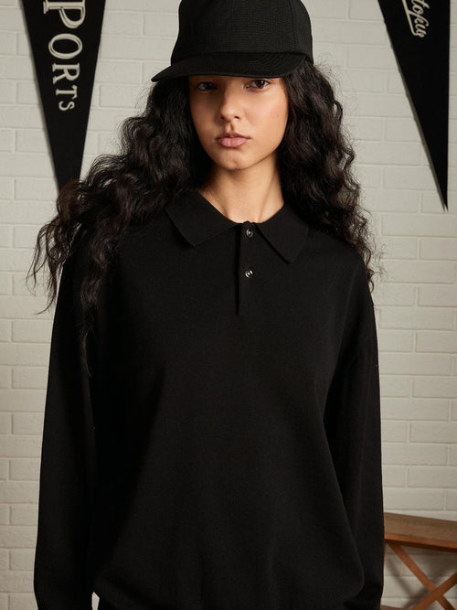SUPERTOFU Breathable 100% Cotton Loose Fit Button Polo Unisex Casual Long Sleeve T-Shirts