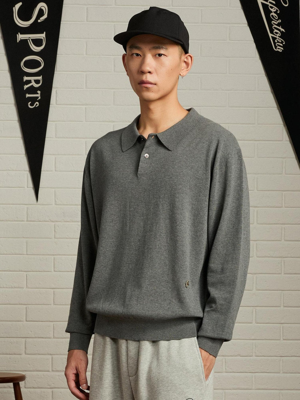 SUPERTOFU Breathable 100% Cotton Loose Fit Button Polo Unisex Casual Long Sleeve T-Shirts