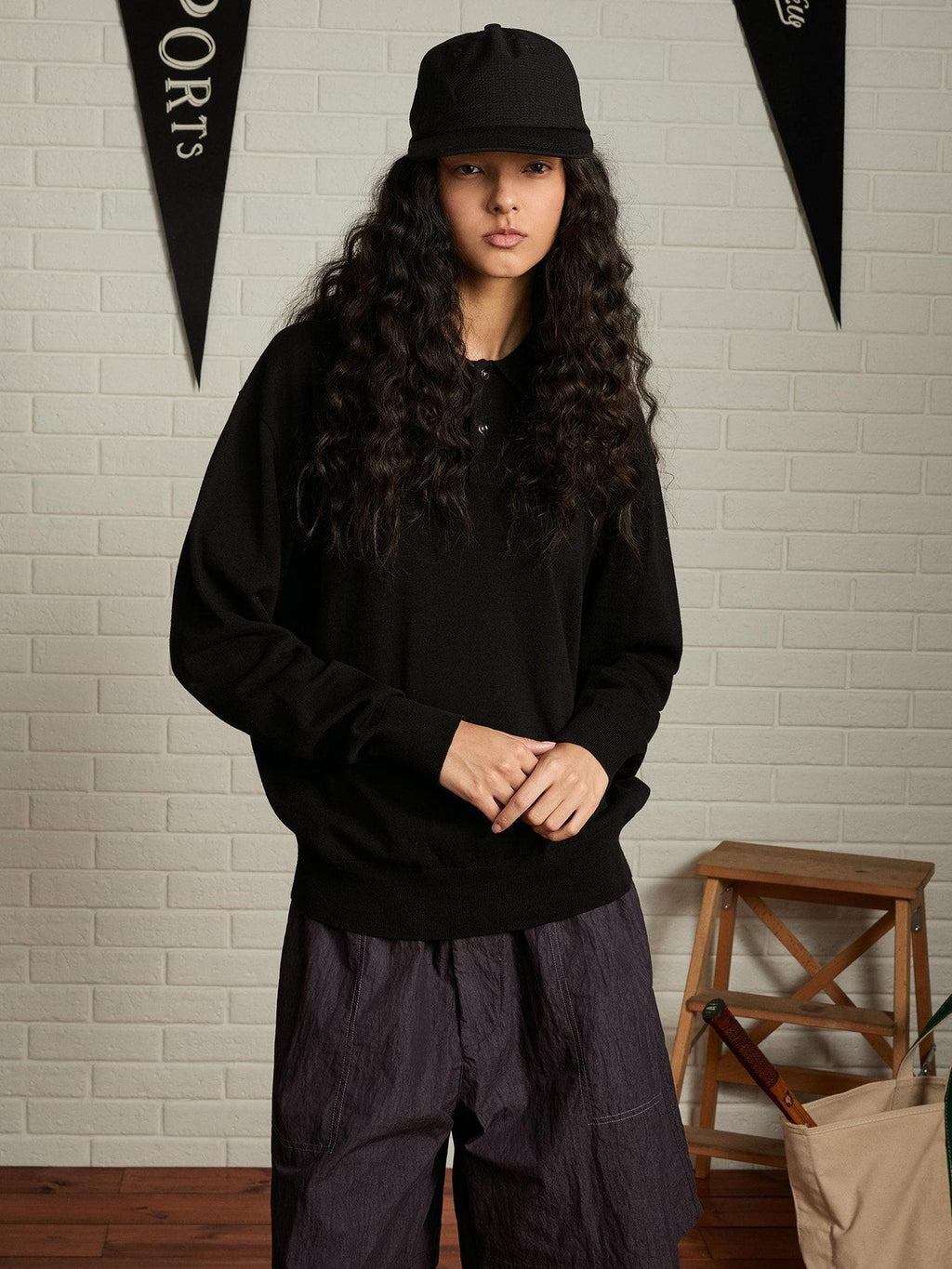 SUPERTOFU Breathable 100% Cotton Loose Fit Button Polo Unisex Casual Long Sleeve T-Shirts