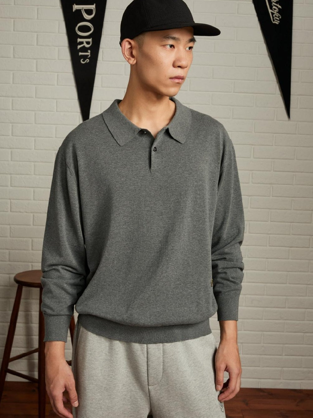 SUPERTOFU Breathable 100% Cotton Loose Fit Button Polo Unisex Casual Long Sleeve T-Shirts