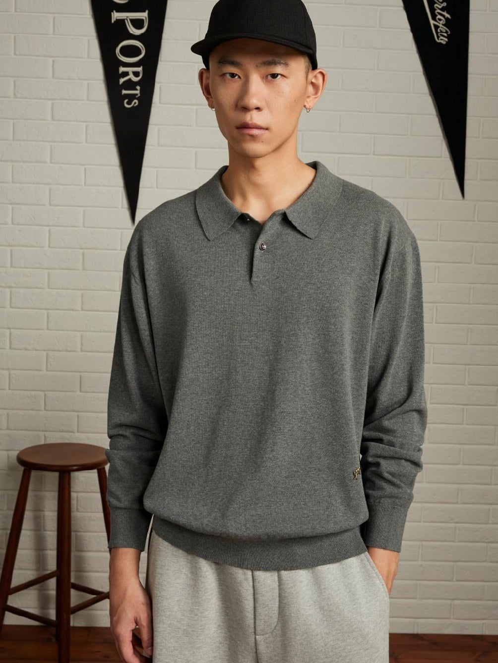 SUPERTOFU Breathable 100% Cotton Loose Fit Button Polo Unisex Casual Long Sleeve T-Shirts
