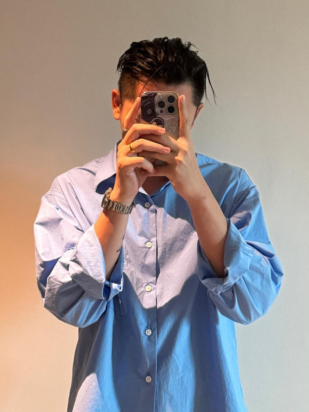 SUPERTOFU Breathable 100% Cotton Loose Fit Point Collar Button Front Unisex Shirts