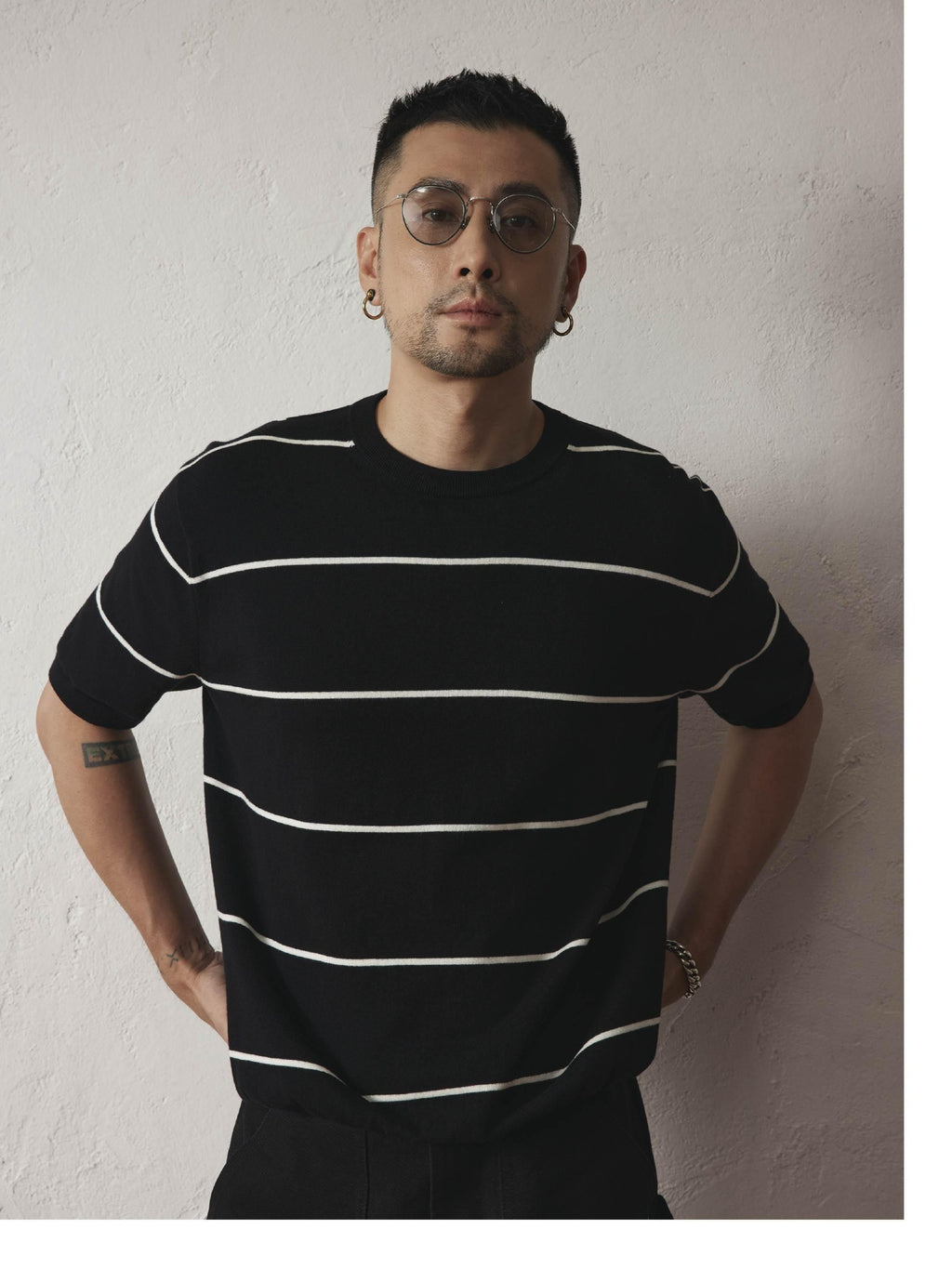 SUPERTOFU Breathable 100 Percent Cotton Striped Round Neck Unisex Short Sleeve T-Shirts