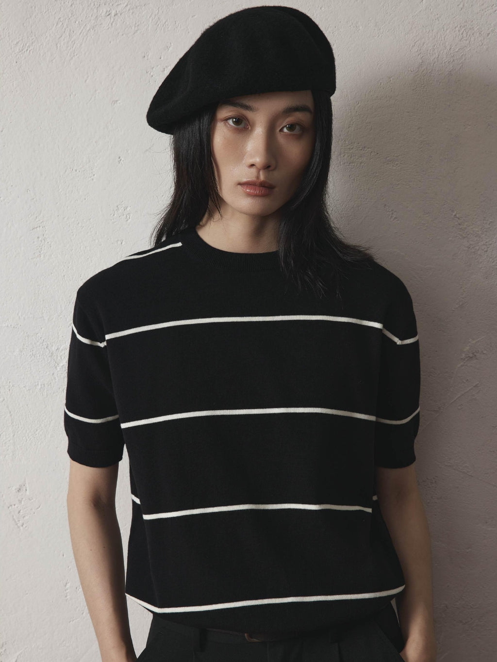 SUPERTOFU Breathable 100 Percent Cotton Striped Round Neck Unisex Short Sleeve T-Shirts