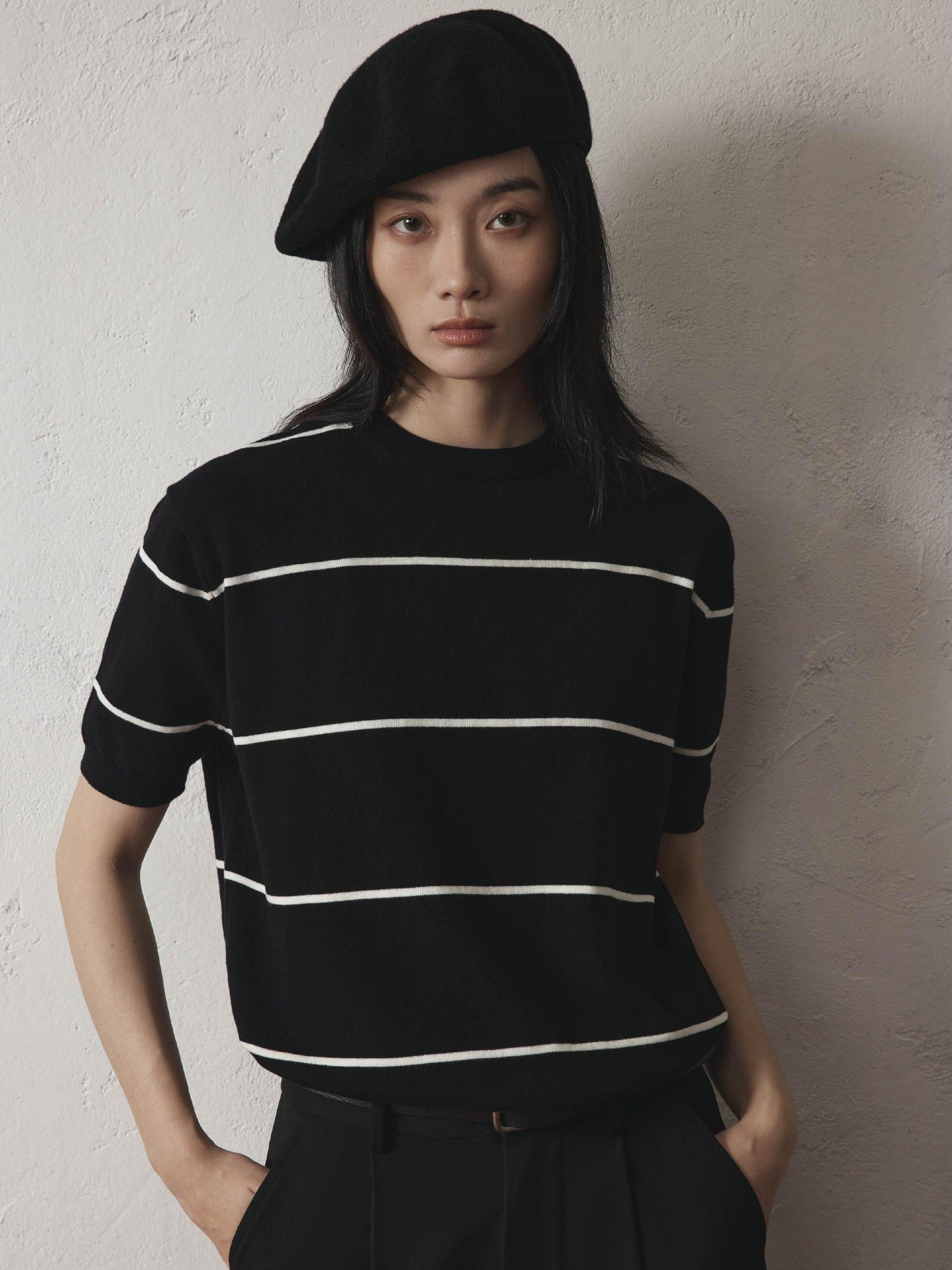 SUPERTOFU Breathable 100 Percent Cotton Striped Round Neck Unisex Short Sleeve T-Shirts