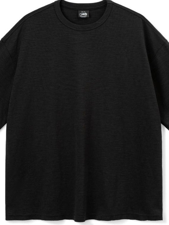 SUPERTOFU Breathable Bamboo Slub Cotton Loose Fit Unisex Crew Neck Short Sleeve T-Shirts