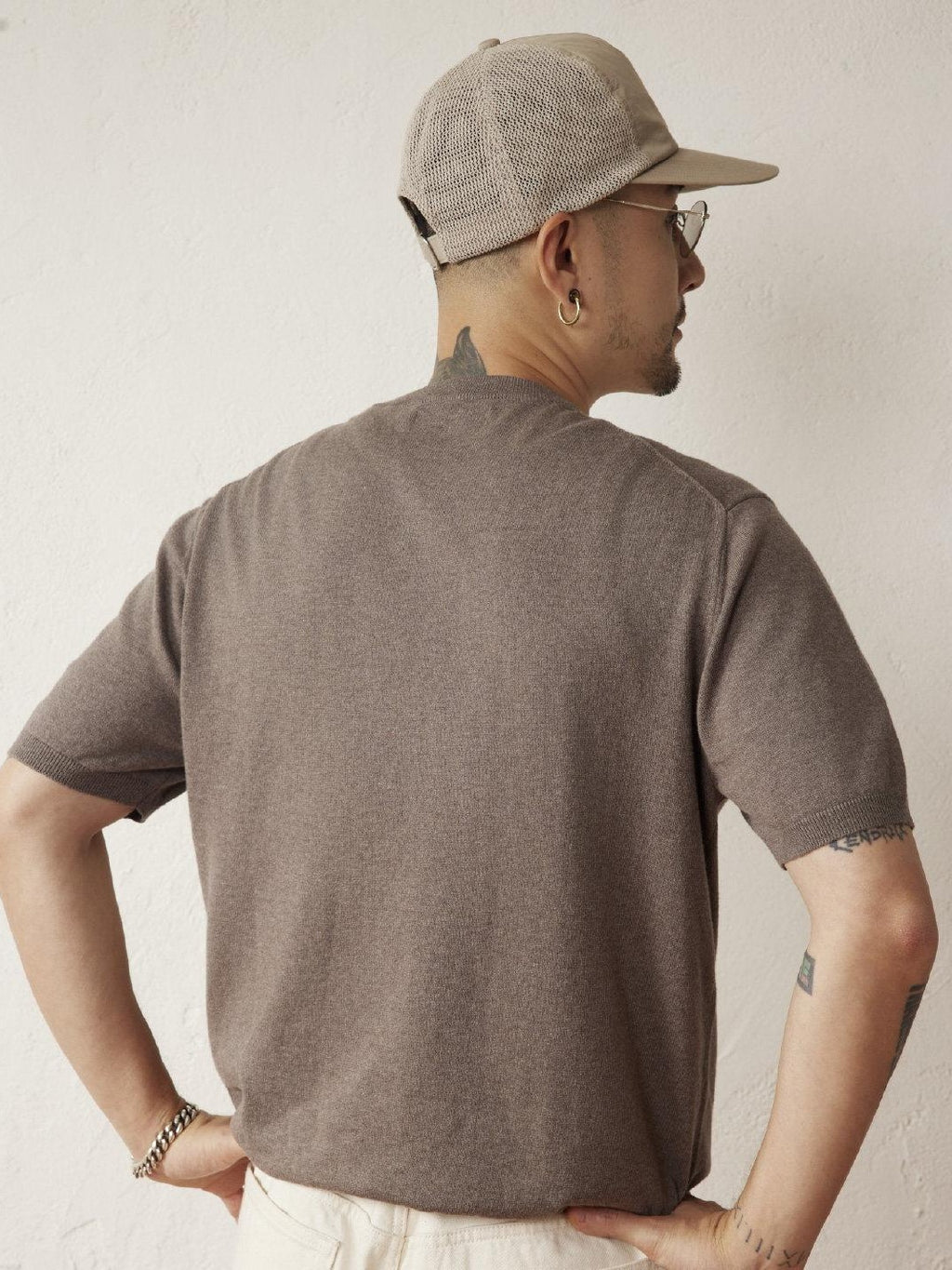 SUPERTOFU Breathable Cotton Henley Collar Retro Unisex Plain Short Sleeve T-Shirts