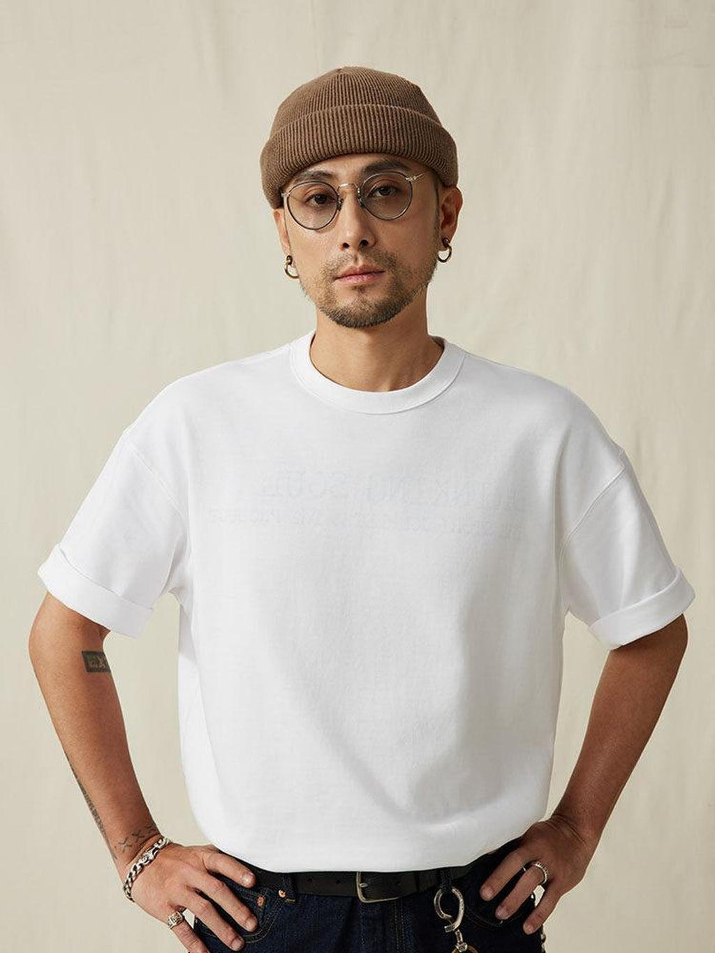 SUPERTOFU Breathable Cotton Loose Crew Unisex Letter White Short Sleeve T-Shirts