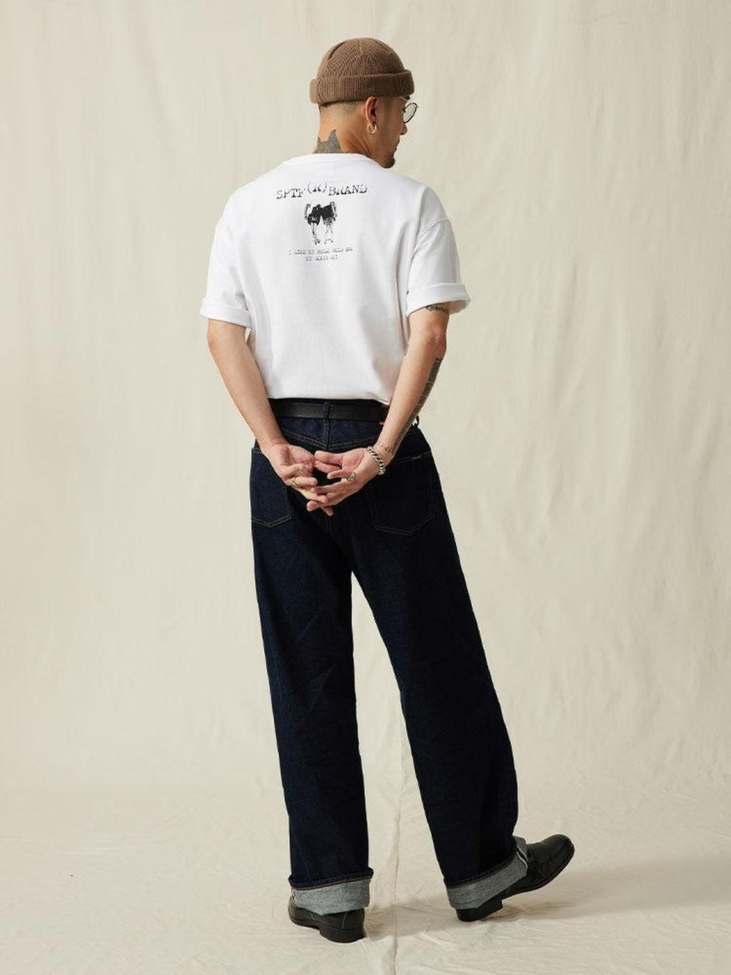 SUPERTOFU Breathable Cotton Loose Crew Unisex Letter White Short Sleeve T-Shirts