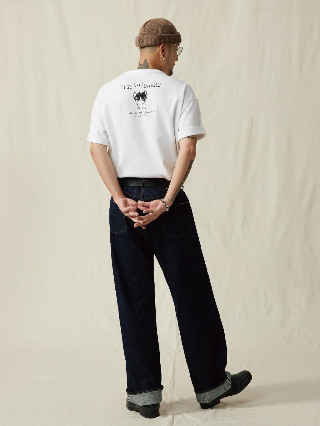 SUPERTOFU Breathable Cotton Loose Crew Unisex Letter White Short Sleeve T-Shirts