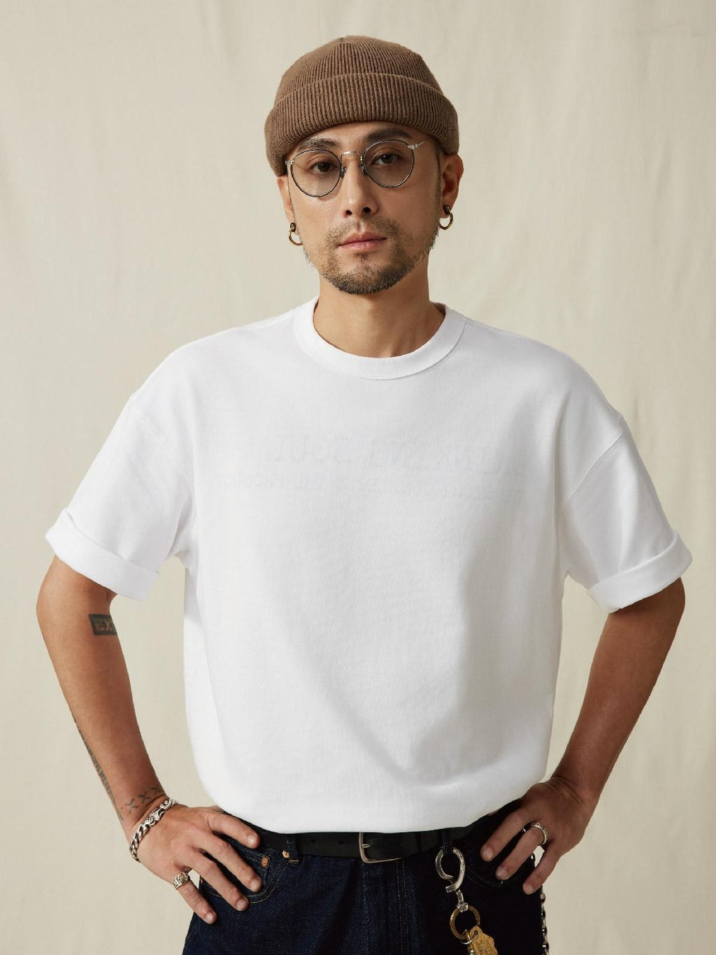 SUPERTOFU Breathable Cotton Loose Crew Unisex Letter White Short Sleeve T-Shirts
