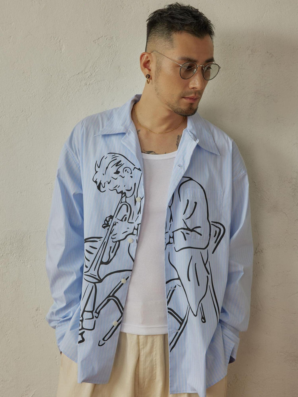 SUPERTOFU Breathable Cotton Loose Fit Vintage Cuban Collar Striped Cardigan Unisex Shirts