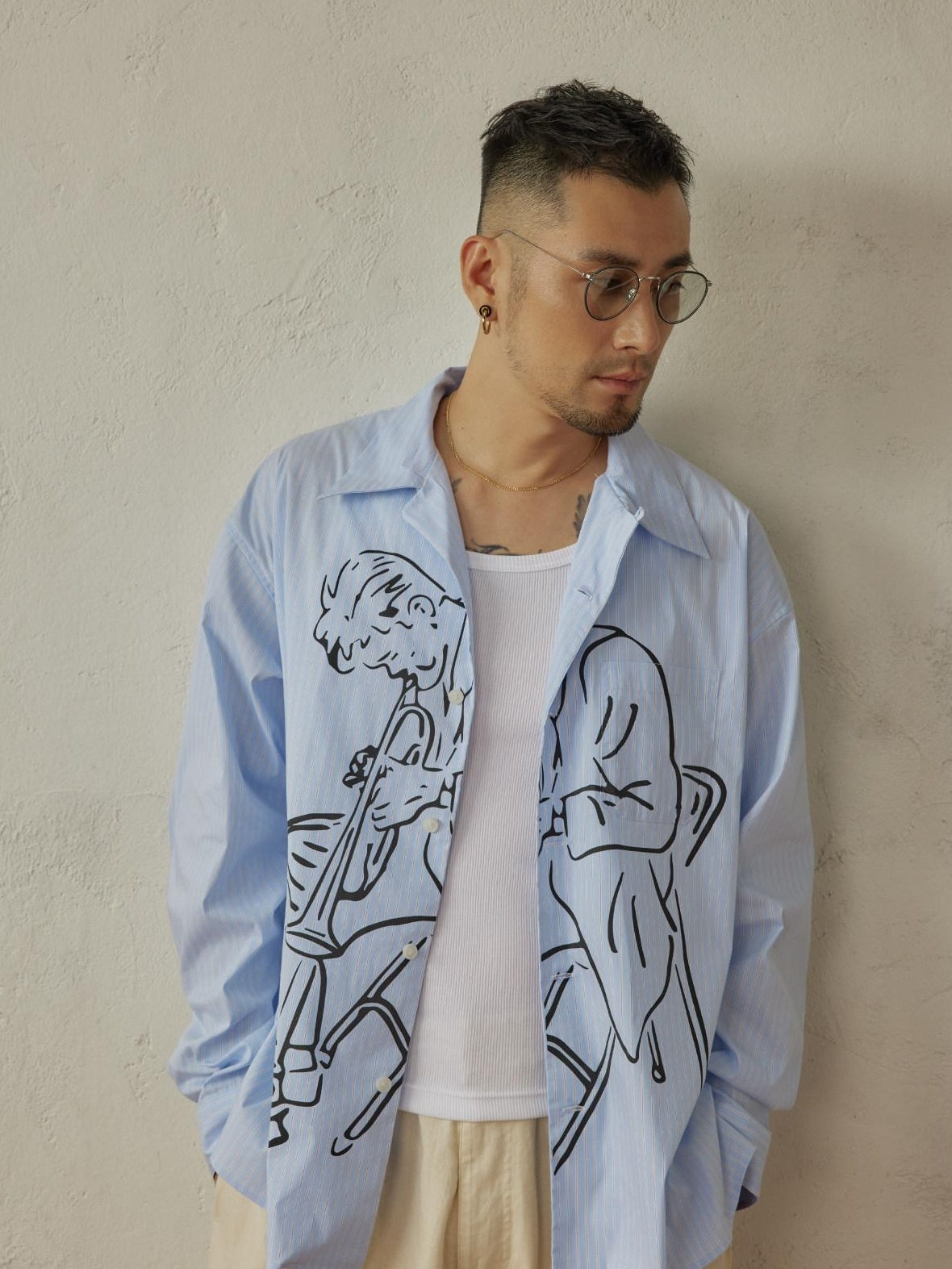 SUPERTOFU Breathable Cotton Loose Fit Vintage Cuban Collar Striped Cardigan Unisex Shirts