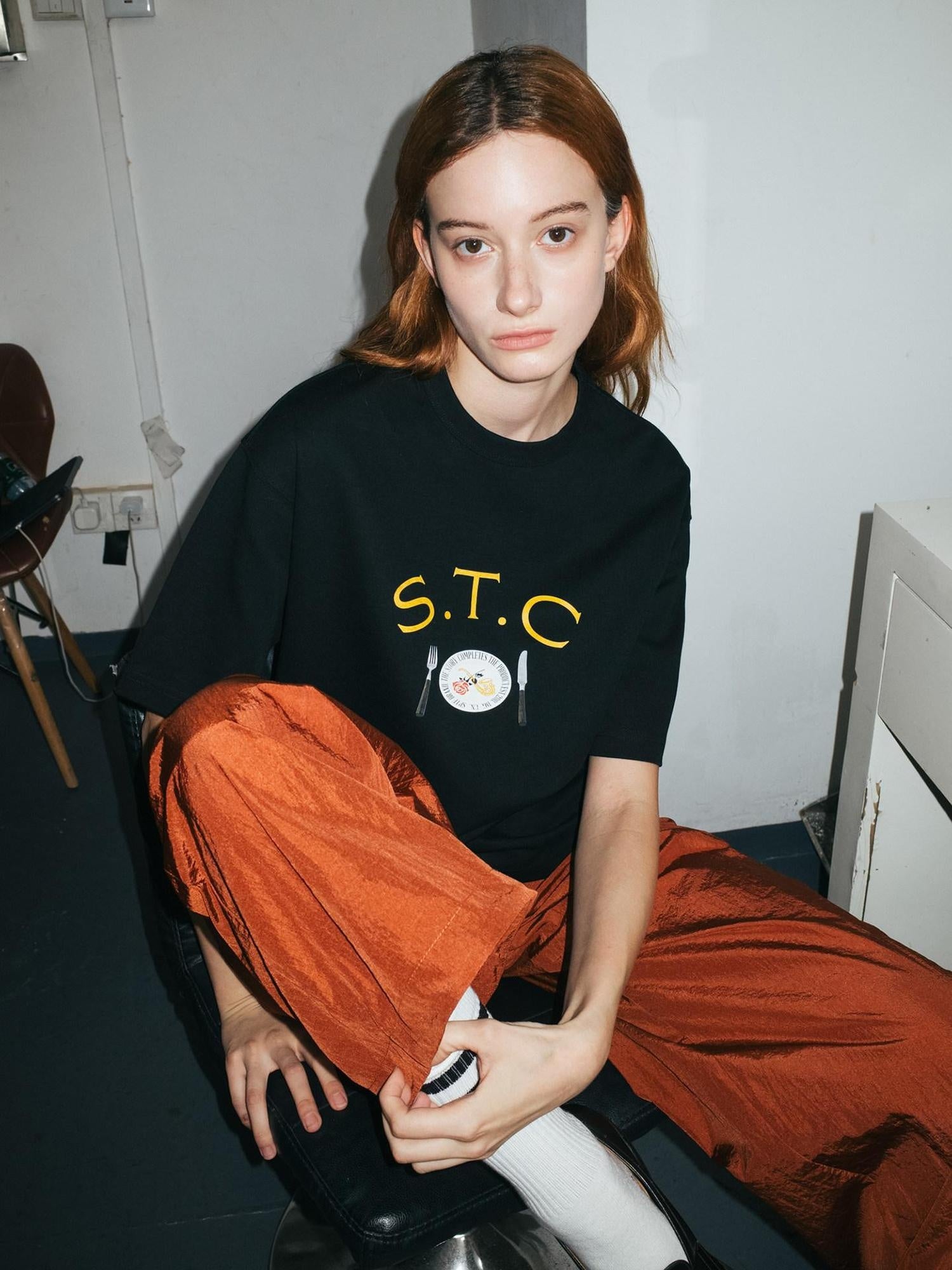 SUPERTOFU Breathable Cotton Loose Fit Vintage Rose Print Unisex Short Sleeve T-Shirts