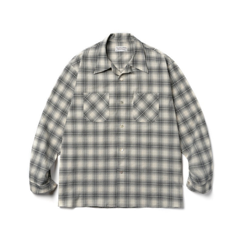 SUPERTOFU_Breathable_Cotton_Loose_Plaid_Cuban_Collar_Button_Long_Sleeve_Unisex_Shirts_MISSTT