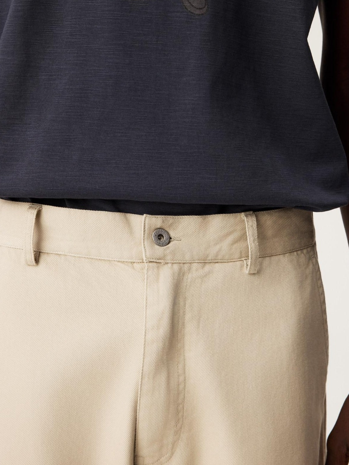 SUPERTOFU Breathable Cotton Lyocell Relaxed Curved Leg Button Fly Chinos