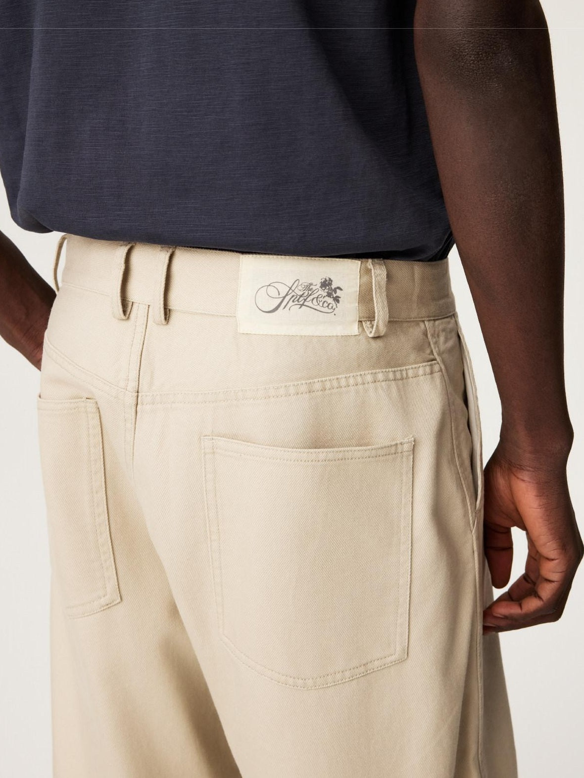 SUPERTOFU Breathable Cotton Lyocell Relaxed Curved Leg Button Fly Chinos