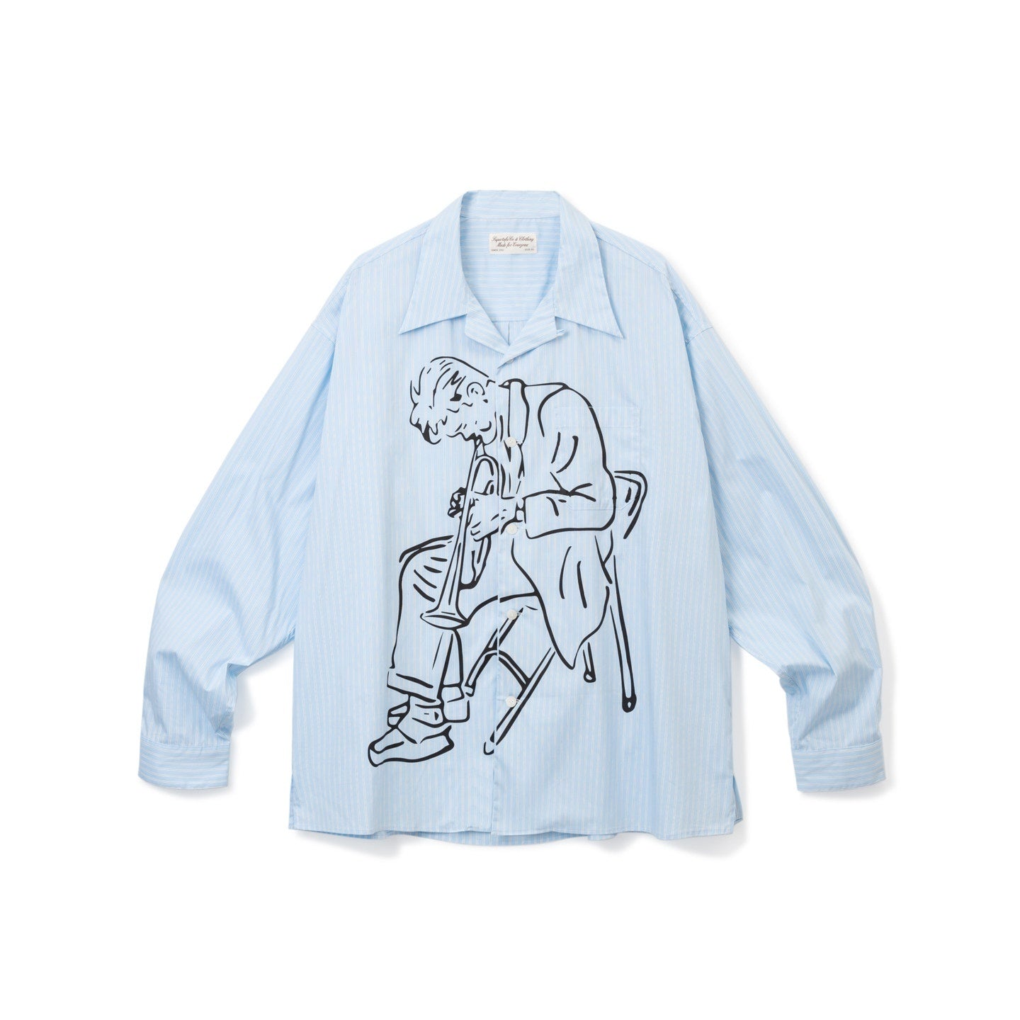SUPERTOFU_Breathable_Cotton_Printed_Blue_Stripe_Retro_Cuban_Collar_Loose_Fit_Unisex_Shirts_MISSTT