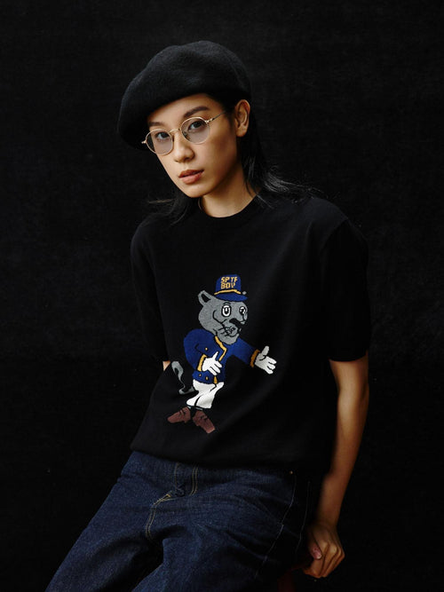 SUPERTOFU Breathable Cotton Slim Round Neck Unisex Vintage Print Short Sleeve T-Shirts