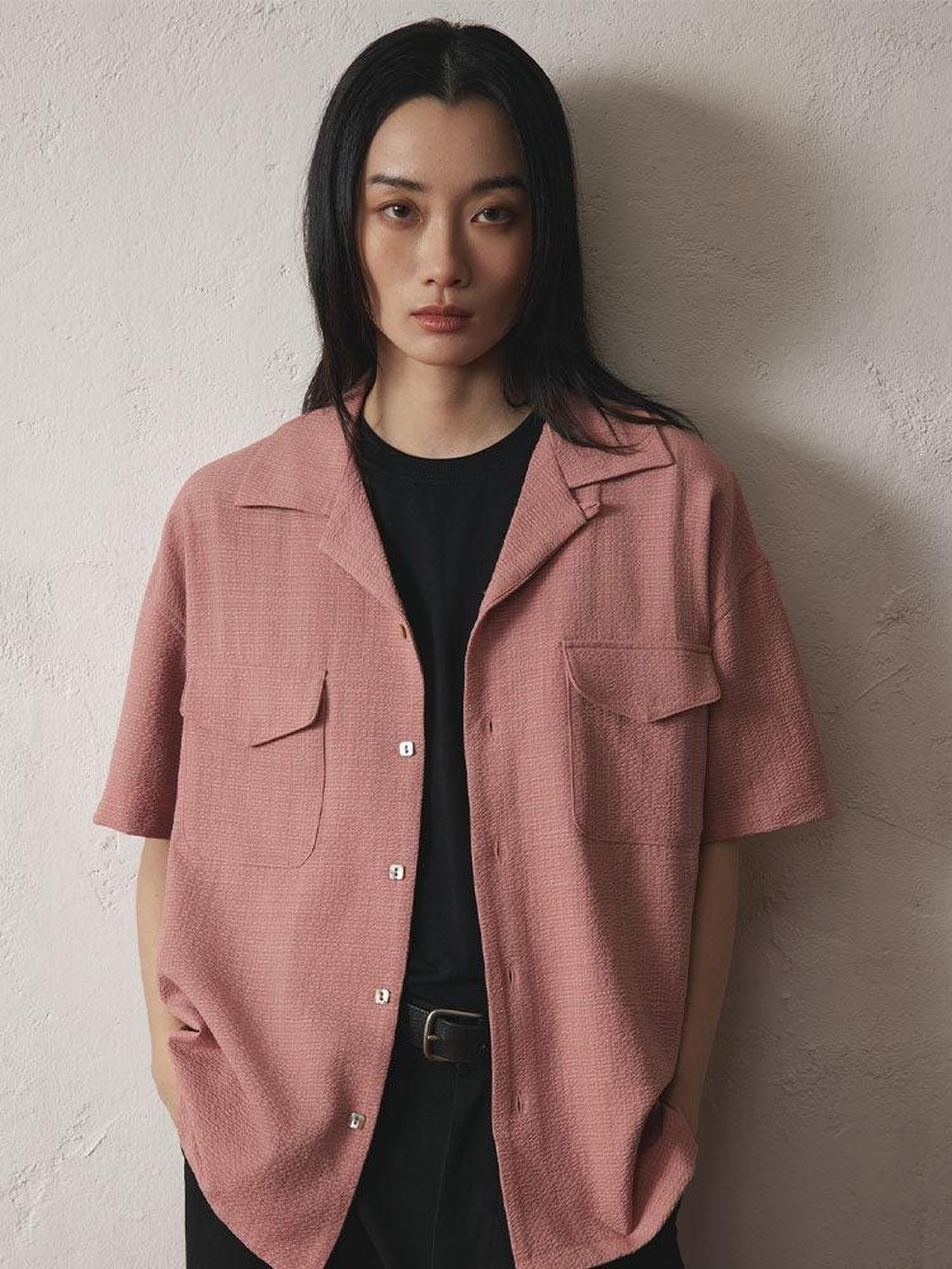 SUPERTOFU Breathable Lightweight Vintage Cuban Collar Loose Fit Unisex Polyester Shirts