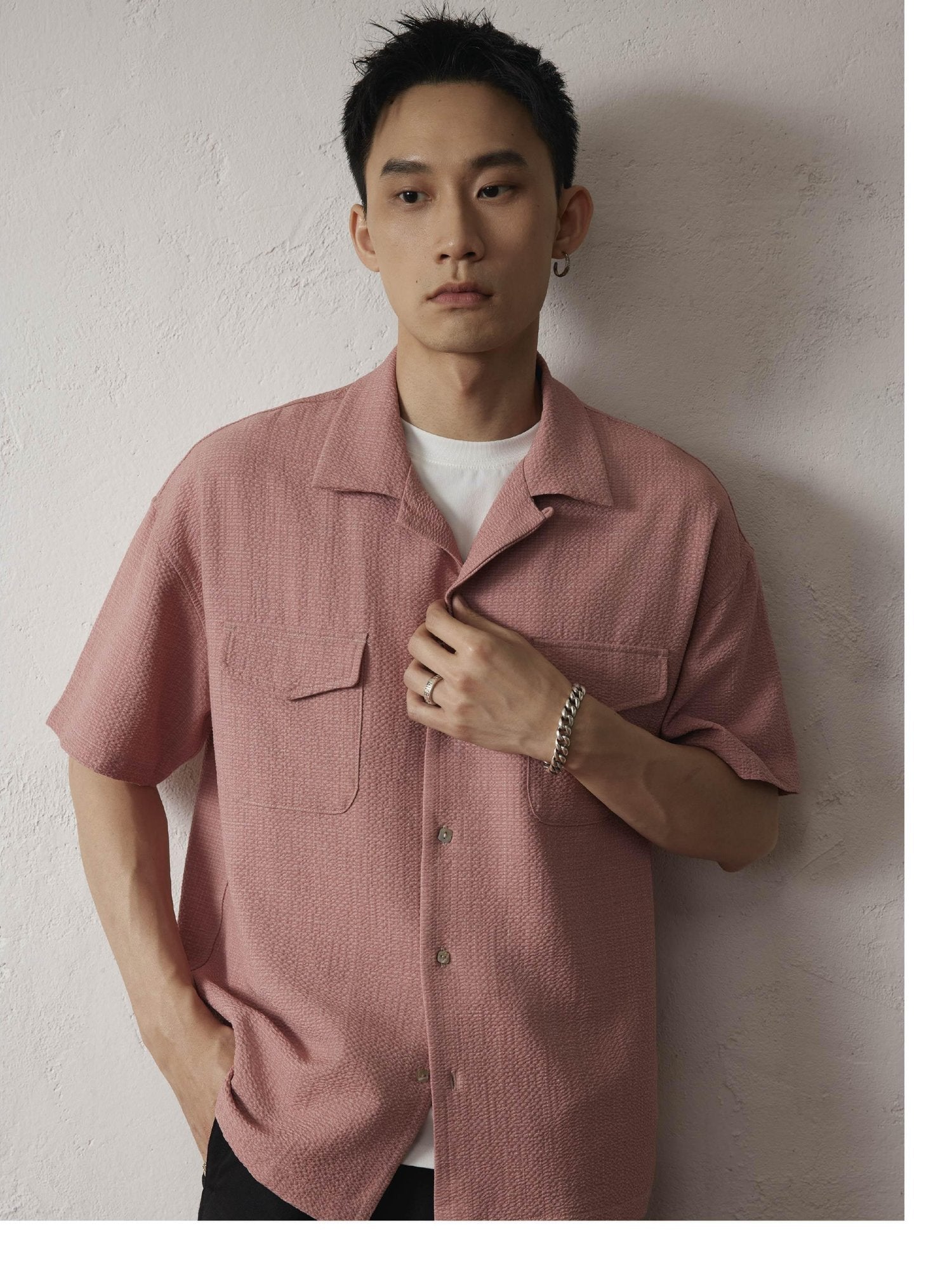 SUPERTOFU Breathable Lightweight Vintage Cuban Collar Loose Fit Unisex Polyester Shirts