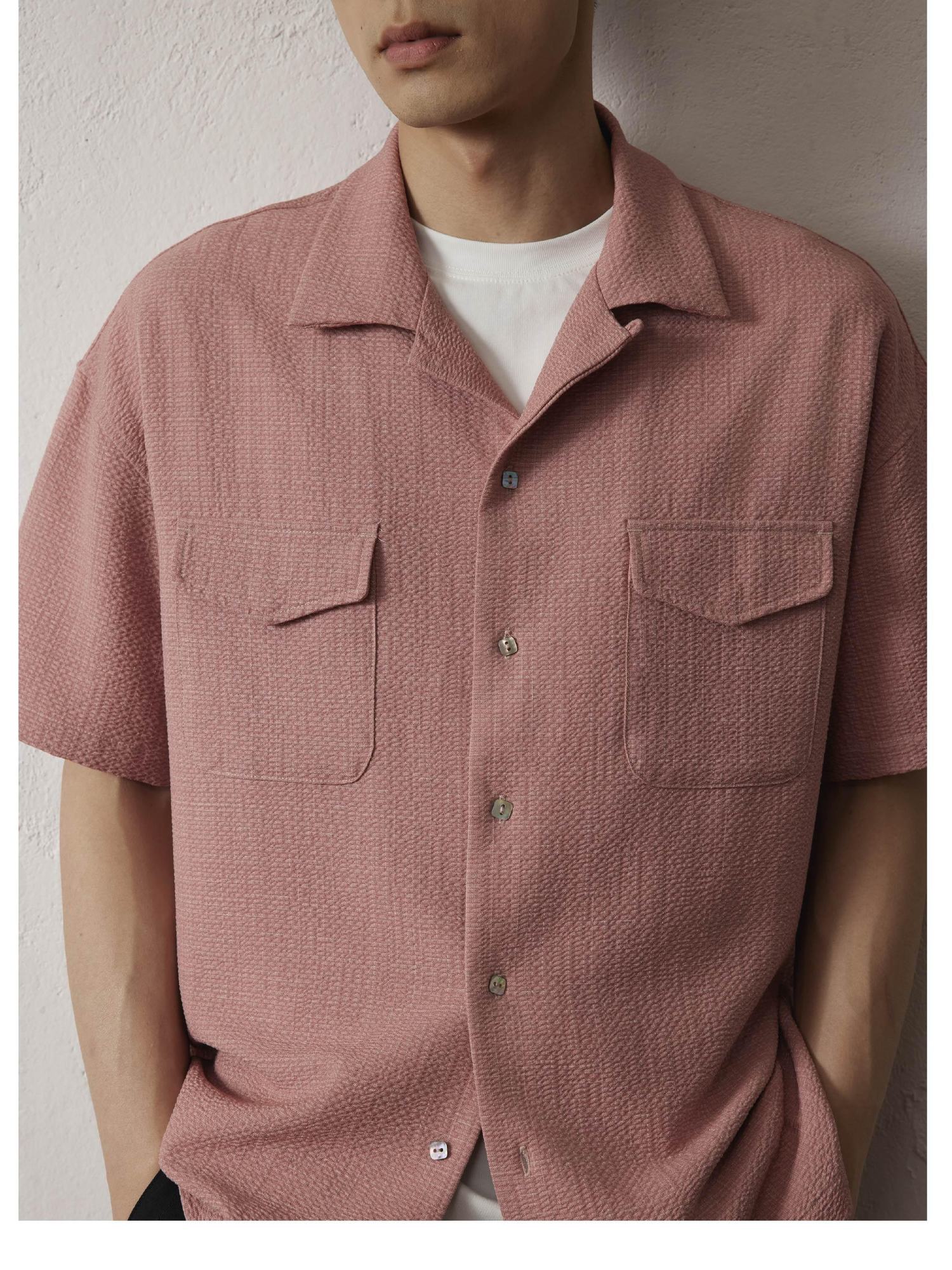 SUPERTOFU Breathable Lightweight Vintage Cuban Collar Loose Fit Unisex Polyester Shirts