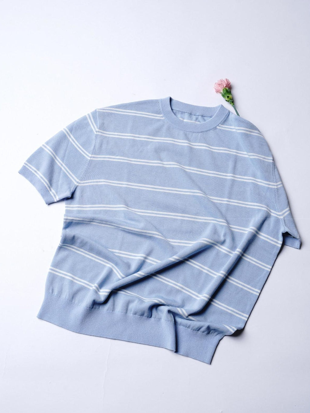 SUPERTOFU Breathable Moisture Wicking Modal Cotton Striped Knit Short Sleeve T-Shirts