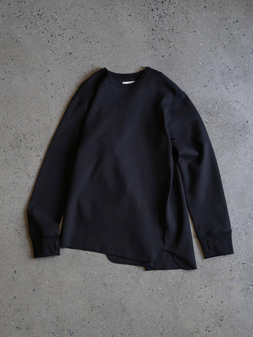 SUPERTOFU Breathable Polyester Japanese Round Neck Unisex Solid Black Long Sleeve T-Shirts