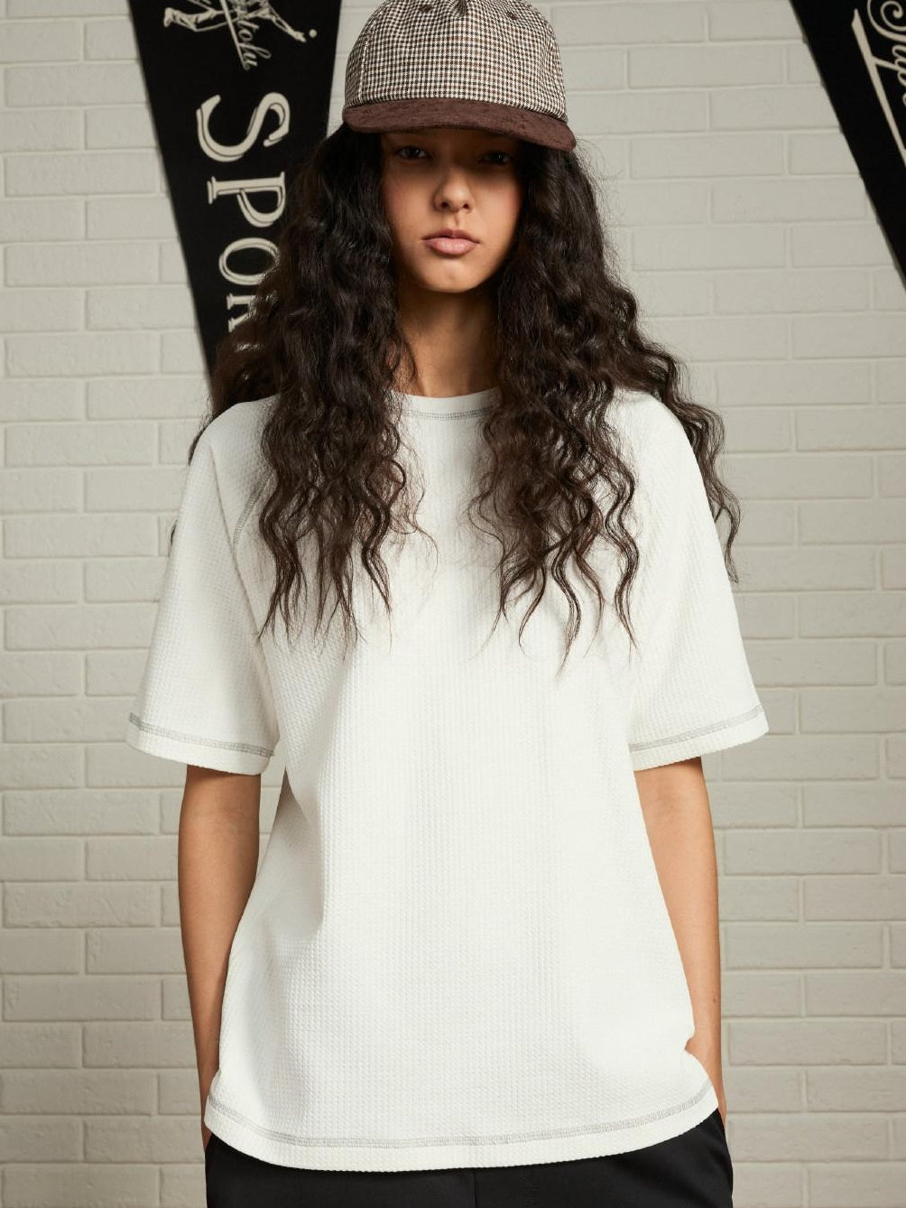 SUPERTOFU Breathable Polyester Loose Japanese Unisex Crew Neck Solid Short Sleeve T-Shirts