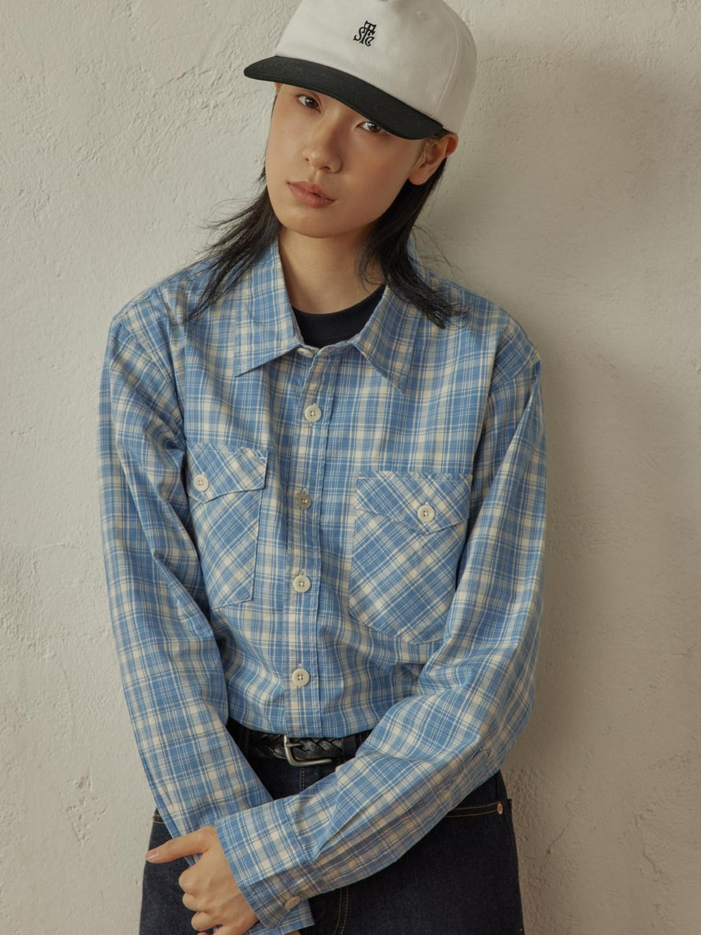 SUPERTOFU Breathable Pure Cotton Pocket Cuban Collar Loose Vintage Plaid Unisex Shirts
