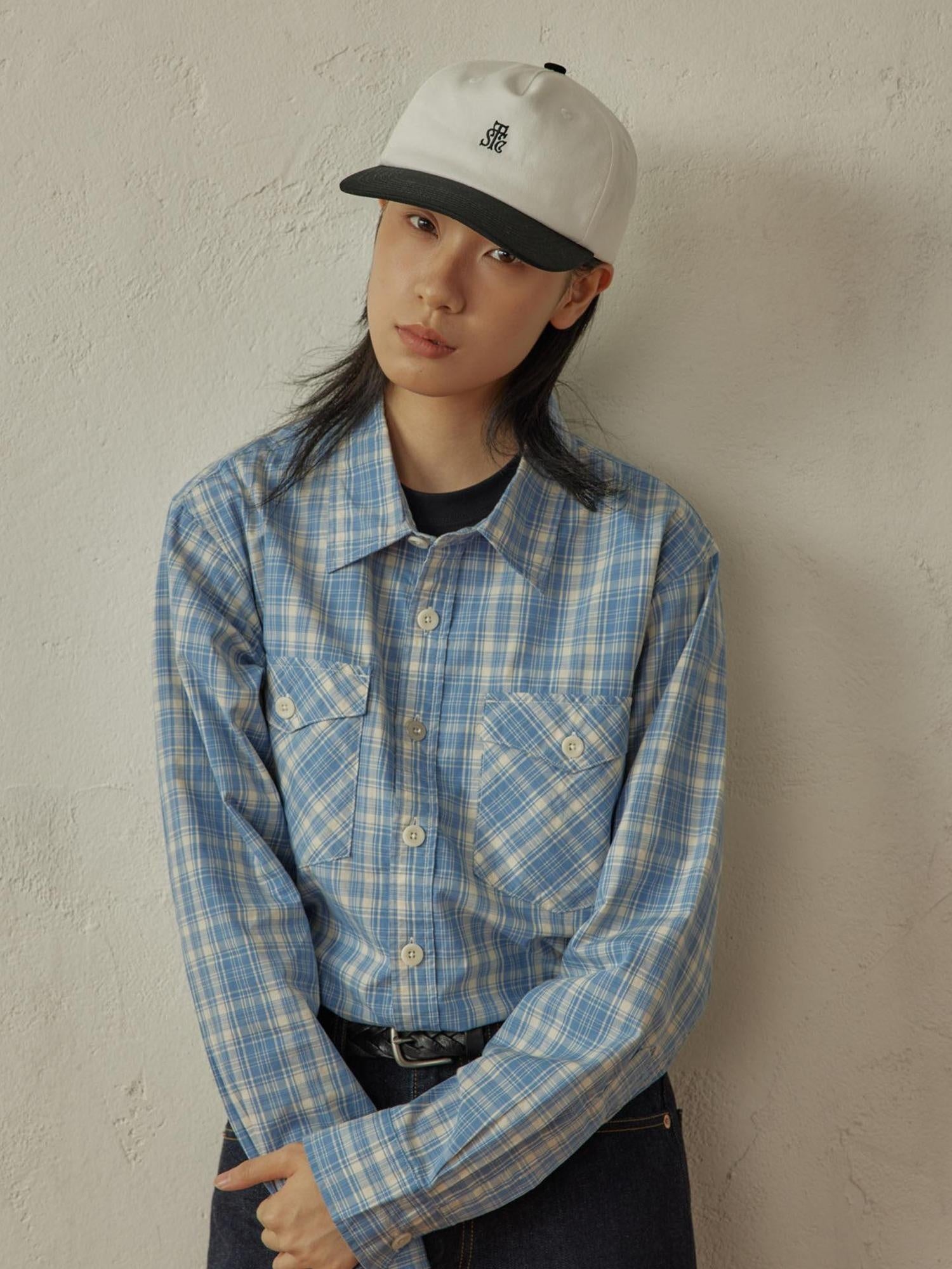 SUPERTOFU Breathable Pure Cotton Pocket Cuban Collar Loose Vintage Plaid Unisex Shirts
