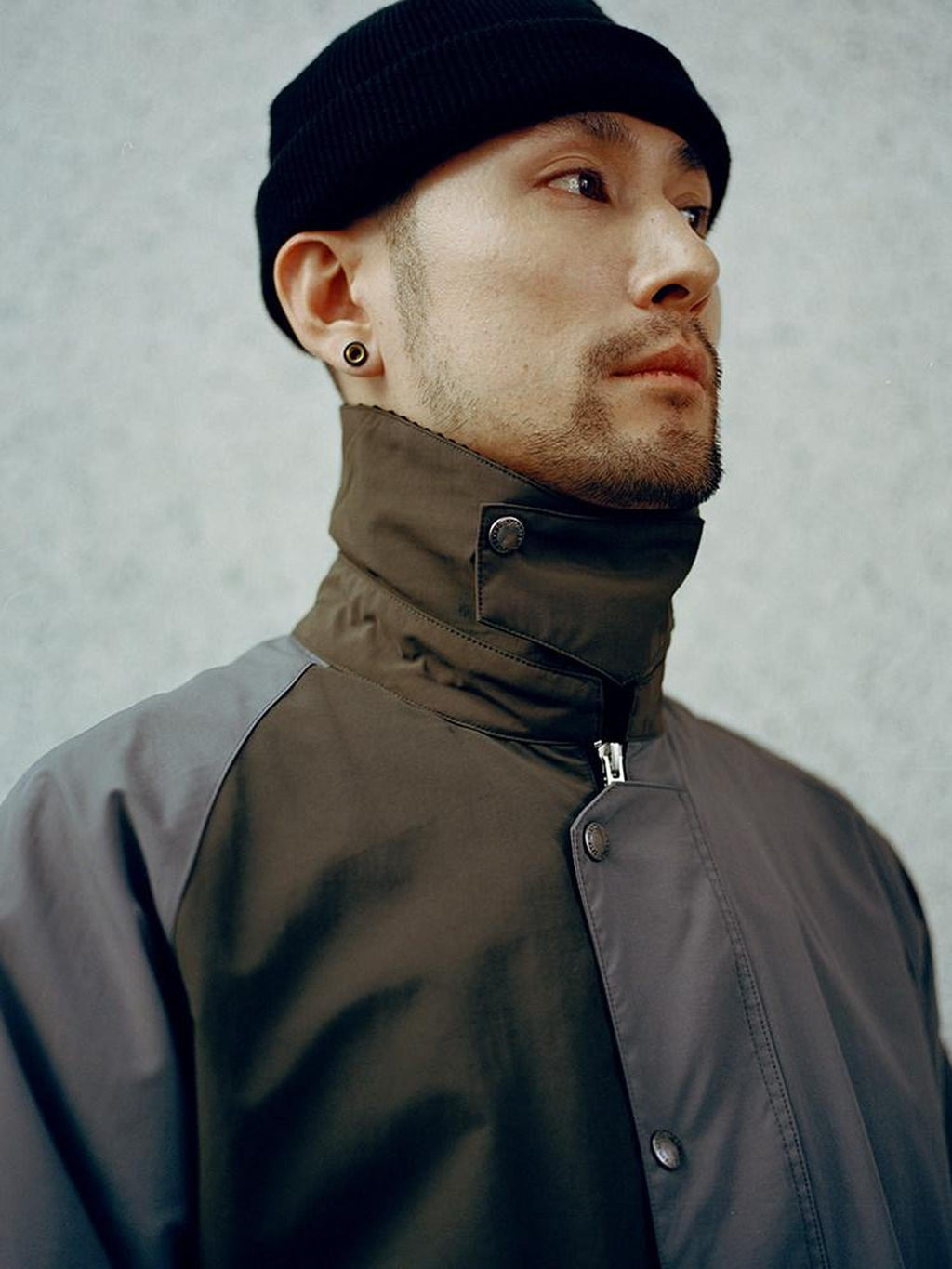 SUPERTOFU Breathable Vintage Oversized Collared Unisex Olive Polyester Lightweight Jackets