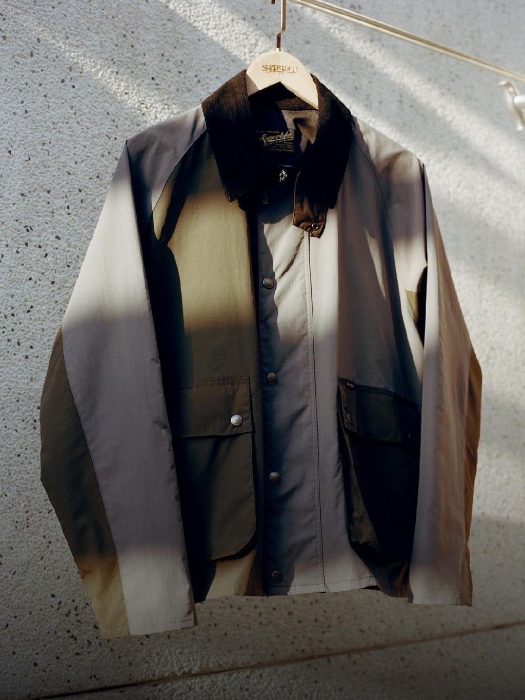 SUPERTOFU Breathable Vintage Oversized Collared Unisex Olive Polyester Lightweight Jackets