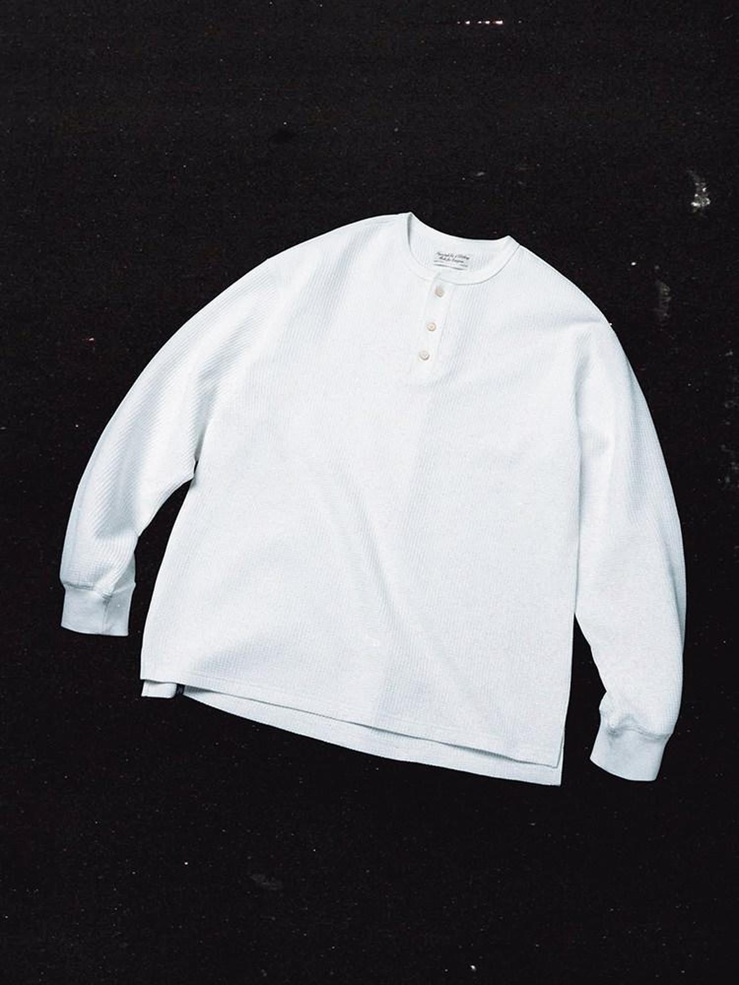 SUPERTOFU Breathable Wrinkle Free Loose Henley Unisex Polyester Solid Long Sleeve T-Shirts