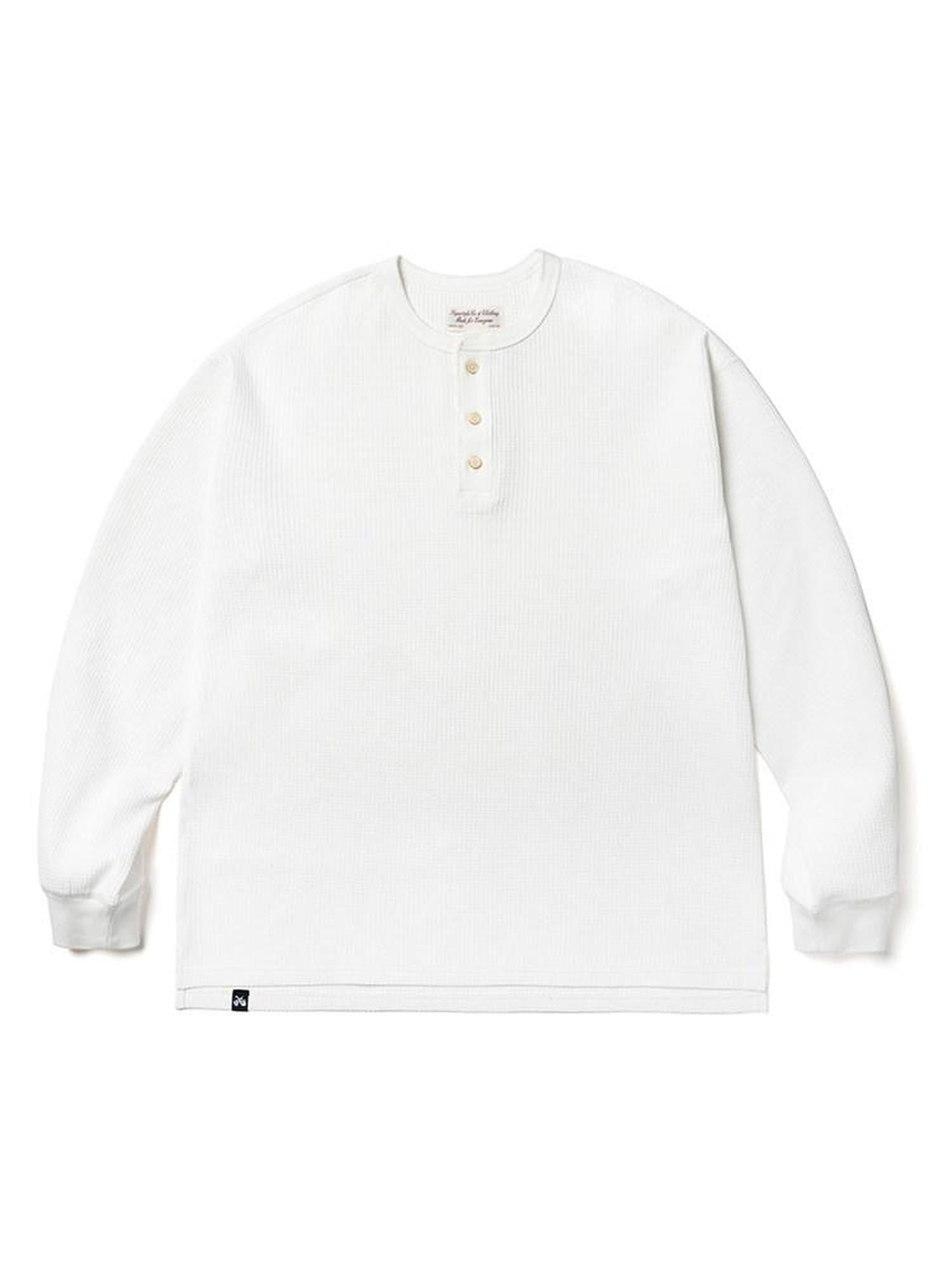 SUPERTOFU Breathable Wrinkle Free Loose Henley Unisex Polyester Solid Long Sleeve T-Shirts