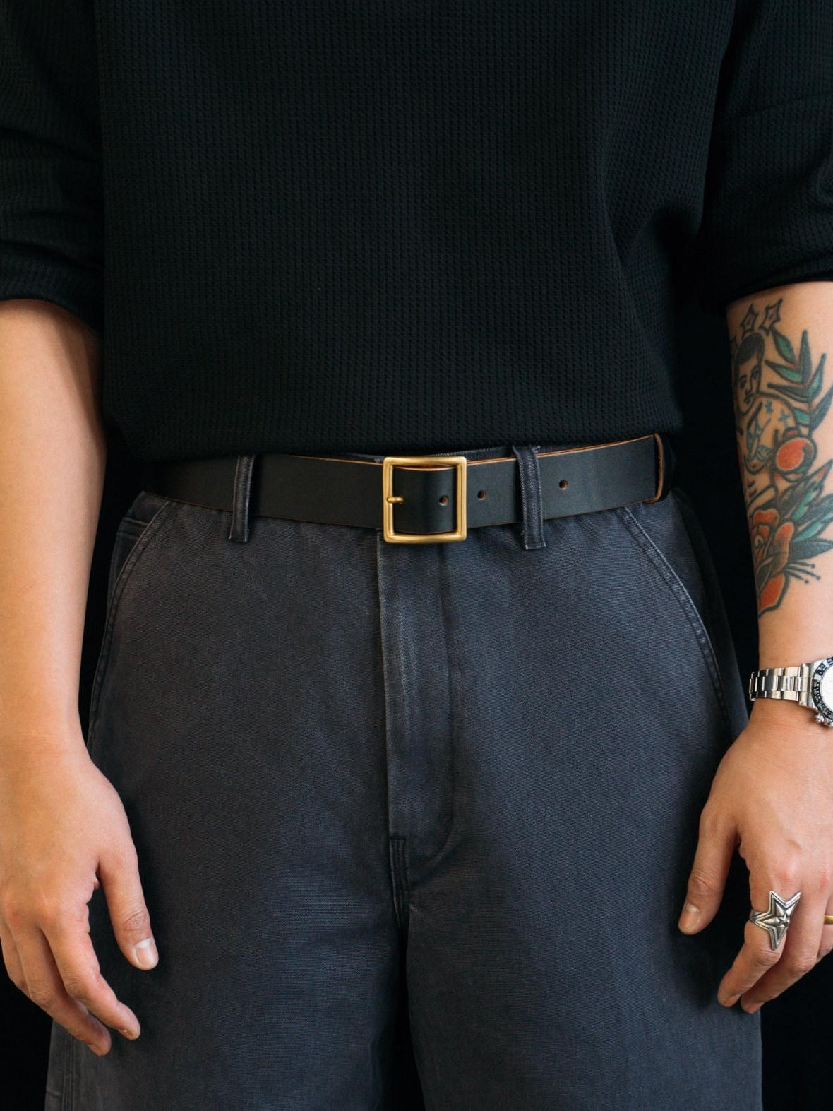 SUPERTOFU Classic Black Minimalist Adjustable Fit Unisex Two Sizes 103Cm 110Cm Belts