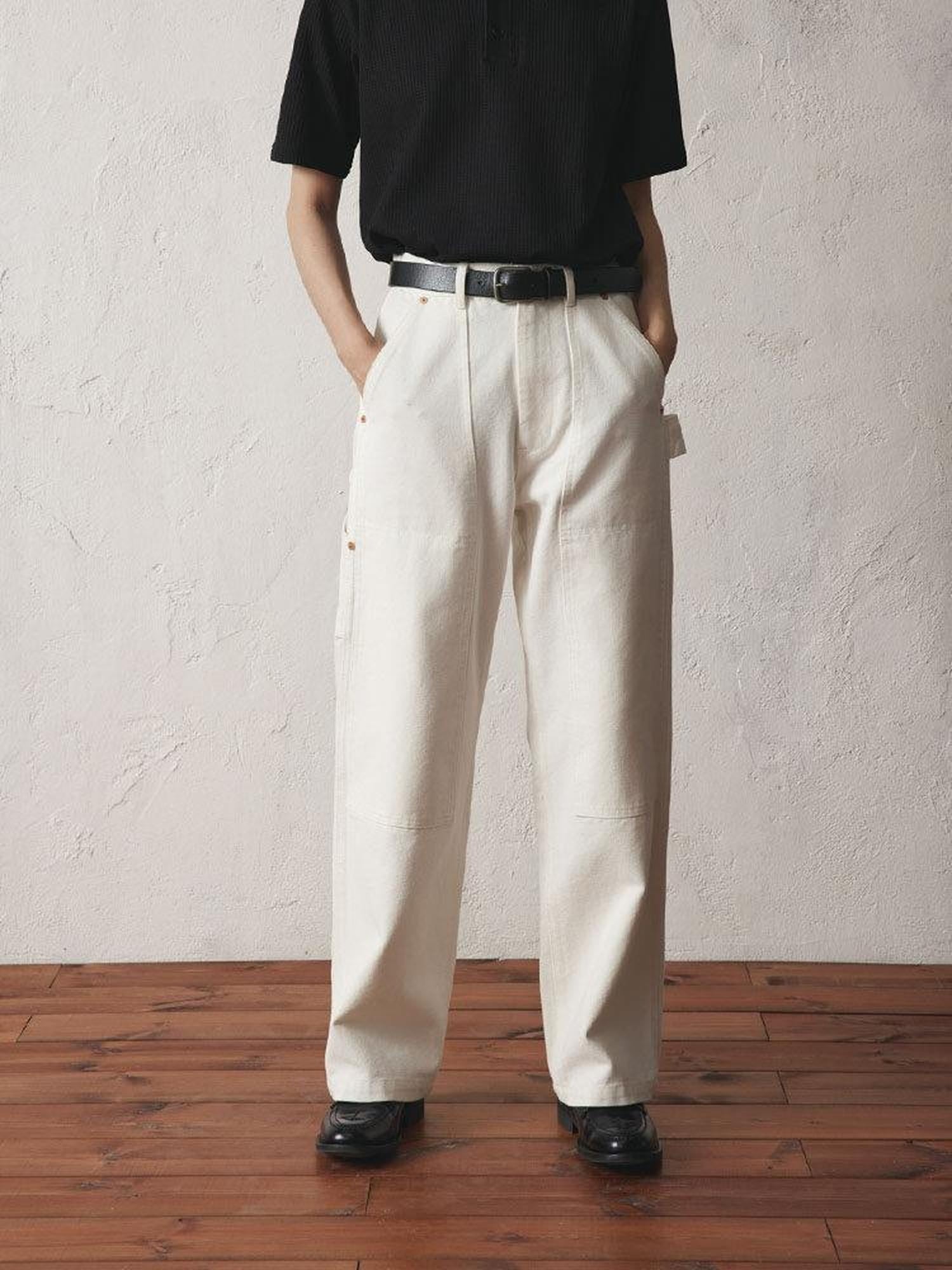 SUPERTOFU Comfortable Loose Fit Youth Casual Everyday Solid Black Beige Straight Pants